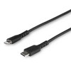 StarTech 3 foot/1m Durable Black USB-C to Lightning Cable, Rugged Heavy Duty Charging/Sync Cable for Apple iPhone/iPad MFi Certified - Cable for iPad, iPhone, iPad Air, iPad mini