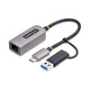 StarTech USB-C to to Ethernet Adapter with USB-A Dongle, 10/100/1000Mbps, USB 3.0 to Gigabit Network Adapter, Windows/macOS/Linux