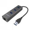 (LS)Simplecom CHN410 Black Aluminium 3 Port USB 3.0 HUB with Gigabit Ethernet Adapter 1000Mbps for PC MAC (LS)
