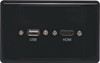 Dynalink HDMI USB A Black Wallplate with Flyleads