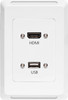HDMI USB A Vertical Wallplate With Flyleads - Clipsal Pro