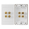 PRO2 PRO1032 4 TERMINAL SPEAKER WALL PLATE 4X BANANA SOCKETS