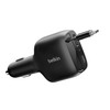 Belkin BoostCharge 75W Retractable Car Charger - Black (CCC001fqBK), Fast Charge, Retractable Cable (75CM), 1x USB-A, 1x USB-C, 2 Years Warranty
