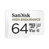 SanDisk High Endurance microSDXC Card, SQQNR 64G, UHS I, C10, U3, V30, 100MB/s R, 40MB/s W, SD adaptor, 2Y