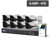 Securview Professional 16 Channel 8.0MP HDCVI Surveillance Kit (8 x Fixed Cameras, 4TB HDD)