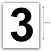 150mm Black on White Rego Number (3) Sticker, Sold as a Pair