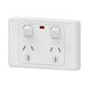 Mains 15A Horizontal Double Powerpoints with Neon Indicator
