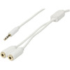 Slim 3.5mm Stereo Plug to 2 x 3.5mm Stereo Socket - 0.2m