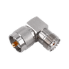 Hills Antenna UHF/PL-259 Male to UHF/SO-239 Female Right Angle Adaptor - Nickel Plated Body