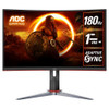 AOC CQ27G2X, 27" VA Curved, 2560x1440, 16:9, 1ms, 180Hz, Adaptive Sync, 1xHDMI, 1xDP, VESA, Adjustable Height, Tilt, Swivel, Pivot
