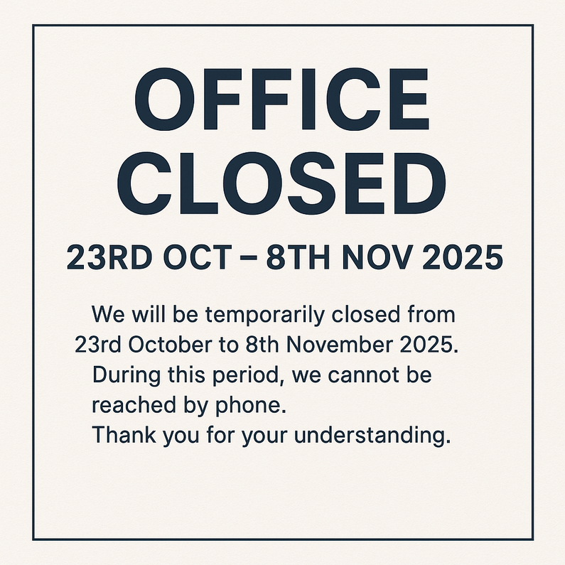 Temporary Store Closure Notice (23 Oct – 8 Nov 2025)