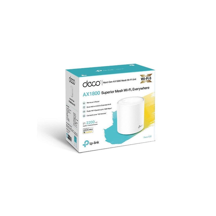 TP-Link Deco X20 (1-pack)AX1800 Whole Home Mesh Wi-Fi System, Up