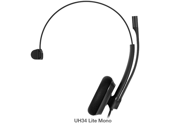 Yealink UH34 Lite Mono Wideband Noise Cancelling Microphone - USB Connection, Foam Ear Cushions, Designed for Microsoft Teams