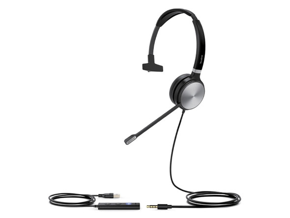 Yealink UH36 Mono Wideband Noise Cancelling Headset - USB-C / 3.5mm Connections, Designed for UC, Simple Call Management, HD Voice,  LED Indicator