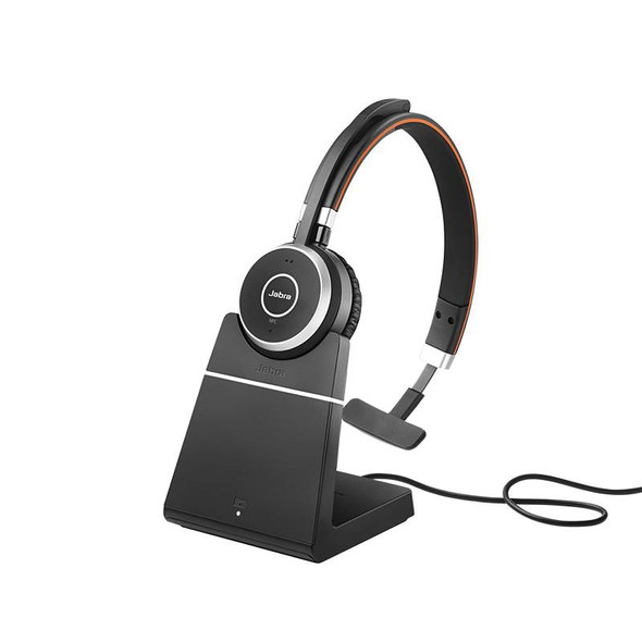 Jabra Evolve 65 SE MS Wirless Bluetooth Mono Headset, Includes Charging Stand & Link380a Dongle, Dual Connectivity, 2ys Warranty