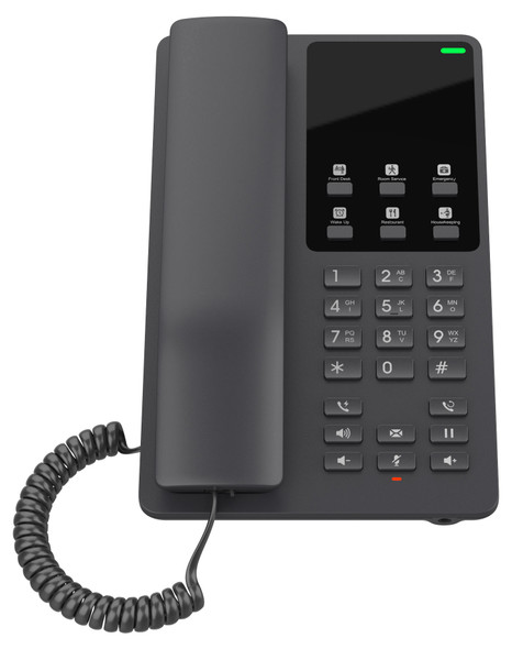 Grandstream GHP621 Desktop Hotel Voice IP Phone, Black, PoE, Wired Handset, 2 Lines, LCD, Gigabit Ethernet