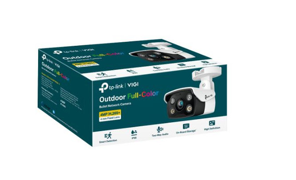 TP-Link VIGI 4MP C340(4mm) Outdoor Full-Colour Bullet Network Camera,4mm Lens, Smart Detection, 3YW