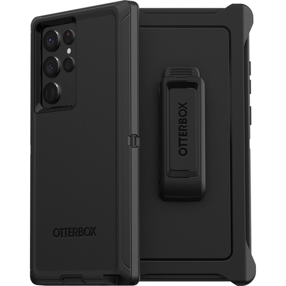 OtterBox Defender Samsung Galaxy S22 5G (6.1') Case Black - (77-86358), DROP+ 4X Military Standard, Multi-Layer, Included Holster, Raised Edges,Rugged