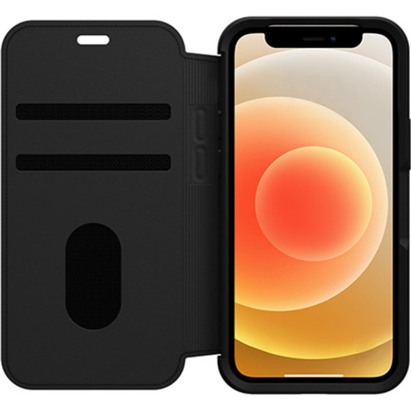 OtterBox Strada Apple iPhone 12 Mini Case Black - (77-65371), DROP+ 3X Military Standard, Leather Folio Cover, Card Holder, Raised Edges, Soft Touch