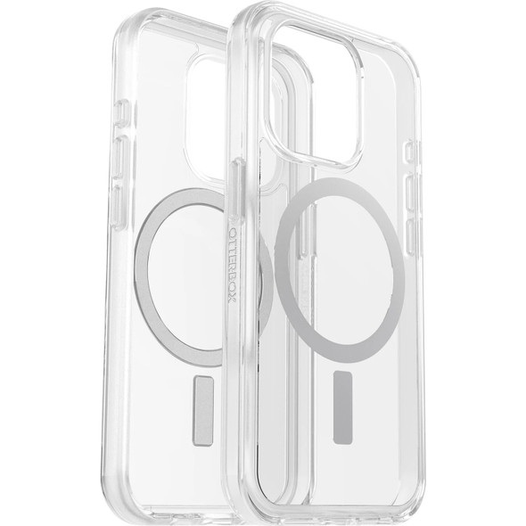 OtterBox Symmetry+ MagSafe Apple iPhone 15 Pro (6.1') Case Clear - (77-93026), Antimicrobial,DROP+ 3X Military Standard,Raised Edges