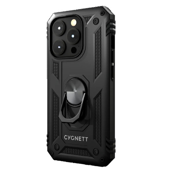 Cygnett Apple iPhone 15 Pro (6.1') Rugged Case - Black (CY4634CPSPC), Integrated kickstand, Secure and magnetic disk mount, 6ft drop protection