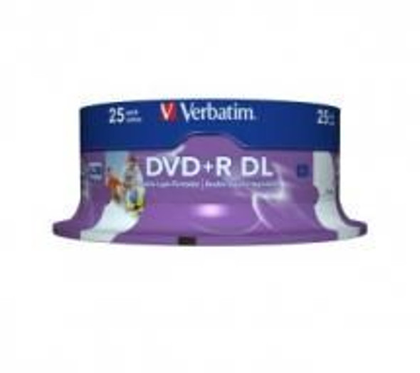 Verbatim DVD+R DL 8.5GB 25Pk White Wide Inkjet 8x