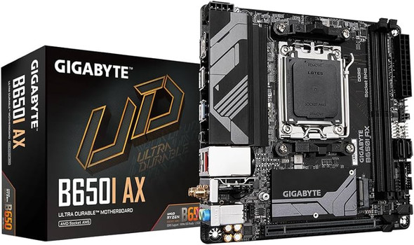 Gigabyte B650I AX Motherboard 2x DDR5~96GB,1x PCIe x16, 1x M.2, 2x SATA 6, 3x USB 3.2, 1x USB-C, 4x USB 2.0