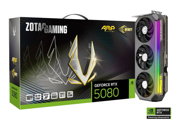 ZOTAC RTX 5080 AMP EXTREME INFINITY 16GB GDDR7 Graphics Card ZOTAC RTX 5080 AMP EXTREME INFINITY 16GB GDDR7 Graphics Card