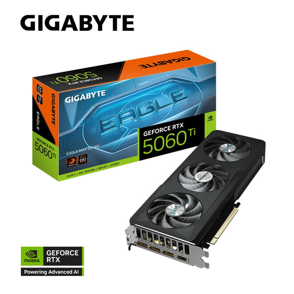 Gigabyte GeForce RTX™ 5060 Ti EAGLE MAX OC 16G, 2617 MHz, CUDA 4608, 28 Gbps, GDDR7, 128 bit, PCI-E 5.0, PSU 650W, DisplayPort 2.1b *3 HDMI 2.1b *1 Gigabyte GeForce RTX™ 5060 Ti EAGLE MAX OC 16G, 2617 MHz, CUDA 4608, 28 Gbps, GDDR7, 128 bit, PCI-E 5.0, PSU 650W, DisplayPort 2.1b *3 HDMI 2.1b *1