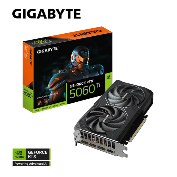 Gigabyte GeForce RTX™ 5060 Ti WINDFORCE MAX OC 8G, 2587 MHz, CUDA 4608, 28 Gbps, GDDR7, 128 bit, PCI-E 5.0, PSU 650W, DisplayPort 2.1b *3 HDMI 2.1b *1 Gigabyte GeForce RTX™ 5060 Ti WINDFORCE MAX OC 8G, 2587 MHz, CUDA 4608, 28 Gbps, GDDR7, 128 bit, PCI-E 5.0, PSU 650W, DisplayPort 2.1b *3 HDMI 2.1b *1