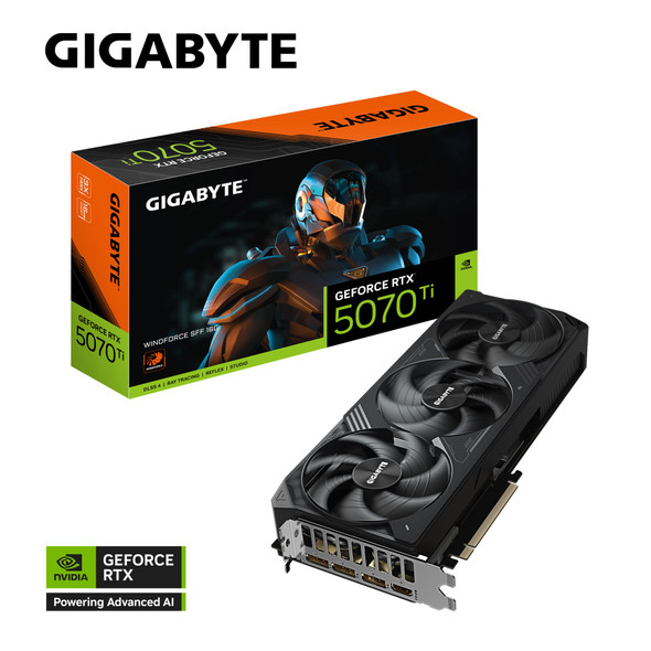 Gigabyte GeForce RTX™ 5070 Ti WINDFORCE SFF 16G, 2452 MHz, CUDA 8960, 28 Gbps, GDDR7, 256 bit, PCI-E 5.0, PSU 750W, DisplayPort 2.1b x3 HDMI 2.1b x1 Gigabyte GeForce RTX™ 5070 Ti WINDFORCE SFF 16G, 2452 MHz, CUDA 8960, 28 Gbps, GDDR7, 256 bit, PCI-E 5.0, PSU 750W, DisplayPort 2.1b x3 HDMI 2.1b x1