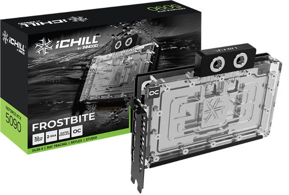INNO3D nVidia GeForce RTX 5090 iCHILL Frostbite 32GB GDDR7 2467MHz Boost, Full-cover Water Block (Custom Loop System Required) 204x161x34mm INNO3D nVidia GeForce RTX 5090 iCHILL Frostbite 32GB GDDR7 2467MHz Boost, Full-cover Water Block (Custom Loop System Required) 204x161x34mm