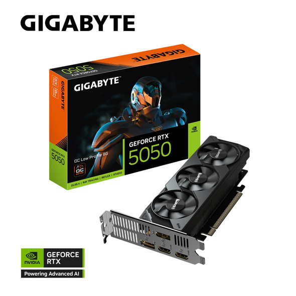 Gigabyte GeForce RTX™ 5050 OC Low Profile 8G, 20 Gbps, GDDR6, 128 bit, PCI-E 5.0, DirectX 12 API, PSU 550W, 8 Pin*1, HDMI 2.1b *2 Gigabyte GeForce RTX™ 5050 OC Low Profile 8G, 20 Gbps, GDDR6, 128 bit, PCI-E 5.0, DirectX 12 API, PSU 550W, 8 Pin*1, HDMI 2.1b *2