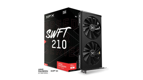 XFX Speedster SWFT210 AMD Radeon RX 7600 Core Gaming Graphics Card with 8GB GDDR6 HDMI 3xDP, AMD RDNA™ 3  (RX-76PSWFTFY) XFX Speedster SWFT210 AMD Radeon RX 7600 Core Gaming Graphics Card with 8GB GDDR6 HDMI 3xDP, AMD RDNA™ 3  (RX-76PSWFTFY)