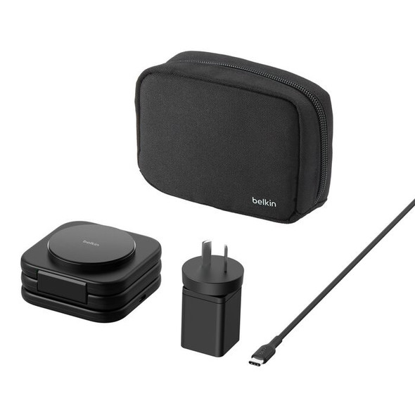 Belkin BoostcCharge Pro 3-in-1 Magnetic Wireless Travel Pad 15W With Qi2 - Black(WIZ024auBK),36W USB-C PSU,1.5m USB-C to USB-C Cable,2 Years Warranty Belkin BoostcCharge Pro 3-in-1 Magnetic Wireless Travel Pad 15W With Qi2 - Black(WIZ024auBK),36W USB-C PSU,1.5m USB-C to USB-C Cable,2 Years Warranty