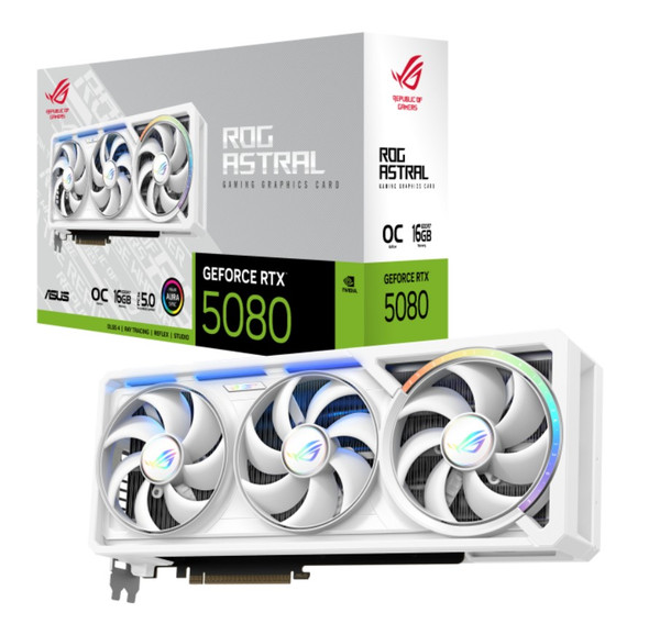ASUS nVidia GeForce ROG-ASTRAL-RTX5080-O16G-GAMING W OC Edition GDDR7  2760 MHz Boost Clock 30 Gbps 256-bit Digital Max Resolution 7680 x 4320 ASUS nVidia GeForce ROG-ASTRAL-RTX5080-O16G-GAMING W OC Edition GDDR7  2760 MHz Boost Clock 30 Gbps 256-bit Digital Max Resolution 7680 x 4320