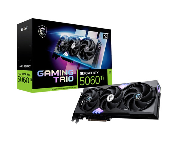 MSI nVidia GeForce RTX 5060 Ti 16G GAMING TRIO, PCI Express Gen 5x16, 28Gbps, Boost: 2572 MHz, CUDA 4608 Units, 16GB GDDR7, HDMI MSI nVidia GeForce RTX 5060 Ti 16G GAMING TRIO, PCI Express Gen 5x16, 28Gbps, Boost: 2572 MHz, CUDA 4608 Units, 16GB GDDR7, HDMI