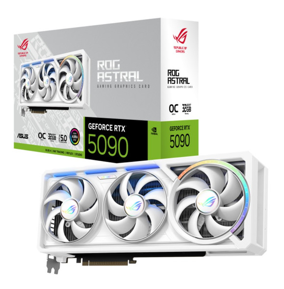 ASUS nVidia GeForce ROG-Astral-RTX-5090-32GB GDDR7 WH OC Edition 2580 MHz Boost clock 28Gbps 512-bit igital Max Resolution 7680 x 4320 ASUS nVidia GeForce ROG-Astral-RTX-5090-32GB GDDR7 WH OC Edition 2580 MHz Boost clock 28Gbps 512-bit igital Max Resolution 7680 x 4320