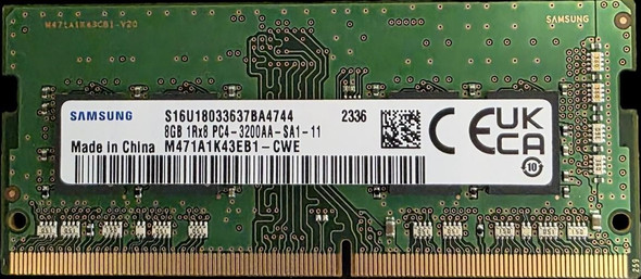 Samsung OEM 8GB (1x8GB) DDR4 SODIMM 3200MHz CL22 1.2V Single Ranked Notebook Laptop Memory RAM (ex-demo) Samsung OEM 8GB (1x8GB) DDR4 SODIMM 3200MHz CL22 1.2V Single Ranked Notebook Laptop Memory RAM (ex-demo)