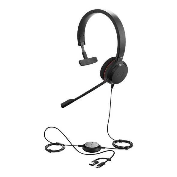 Jabra Evolve 20 SE, USB C/A, UC Mono Headset, Plug-and-play, Noise-cancelling, Clearer Conversation, Manage Calls Easily, Leatherette Ear Cushions Jabra Evolve 20 SE, USB C/A, UC Mono Headset, Plug-and-play, Noise-cancelling, Clearer Conversation, Manage Calls Easily, Leatherette Ear Cushions