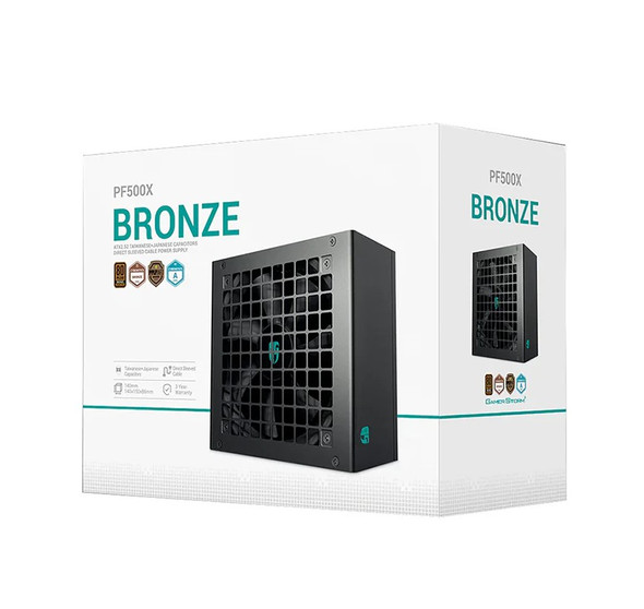 DeepCool PF500X 500W Gamer Storm 80+ Bronze/ Cybenetics ATX Power Supply 120mm Fan, Japanese & Taiwanese Capacitors, DC to DC, ATX12V V2.52 DeepCool PF500X 500W Gamer Storm 80+ Bronze/ Cybenetics ATX Power Supply 120mm Fan, Japanese & Taiwanese Capacitors, DC to DC, ATX12V V2.52