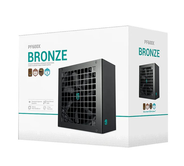 DeepCool PF600X 600W Gamer Storm 80+ Bronze/ Cybenetics ATX Power Supply 120mm Fan, Japanese & Taiwanese Capacitors, DC to DC, ATX12V V2.52 DeepCool PF600X 600W Gamer Storm 80+ Bronze/ Cybenetics ATX Power Supply 120mm Fan, Japanese & Taiwanese Capacitors, DC to DC, ATX12V V2.52