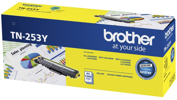 Brother TN-253Y Yellow Toner Cartridge to Suit -  HL-3230CDW/3270CDW/DCP-L3015CDW/MFC-L3745CDW/L3750CDW/L3770CDW (1,300 Pages) Brother TN-253Y Yellow Toner Cartridge to Suit -  HL-3230CDW/3270CDW/DCP-L3015CDW/MFC-L3745CDW/L3750CDW/L3770CDW (1,300 Pages)