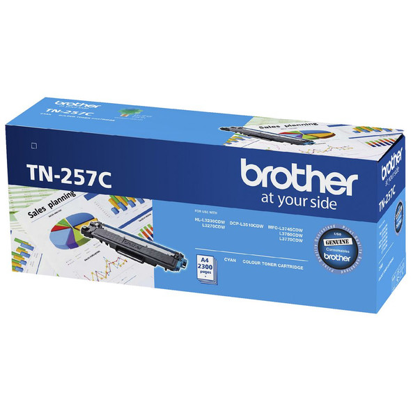 Brother TN-257C  Cyan High Yield Toner Cartridge to Suit -  HL-3230CDW/3270CDW/DCP-L3015CDW/MFC-L3745CDW/L3750CDW/L3770CDW (2,300 Pages) Brother TN-257C  Cyan High Yield Toner Cartridge to Suit -  HL-3230CDW/3270CDW/DCP-L3015CDW/MFC-L3745CDW/L3750CDW/L3770CDW (2,300 Pages)