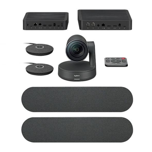 Logitech Rally Plus Ultra-HD ConferenceCam Kit, Includes Rally Camera, 2x Mic, 2x Speaker, Display Hub & Mic Hub