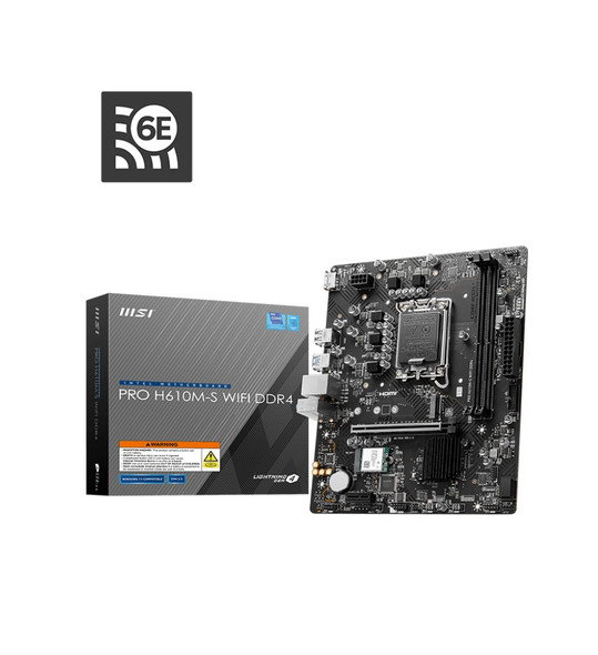 MSI PRO H610M-S WIFI DDR4 Intel LGA 1700 mATX Motherboard 2x DDR4~64GB,1x PCIe x16,1x PCIe x1,1x M.2,2x SATA 6G,8x USB2.0