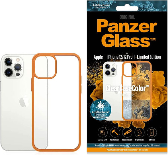PanzerGlass™ ClearCaseColor™ Apple iPhone 12/12 Pro - PanzerGlass Orange Limited Edition (0283), Tempered Anti-Aging Glass Back