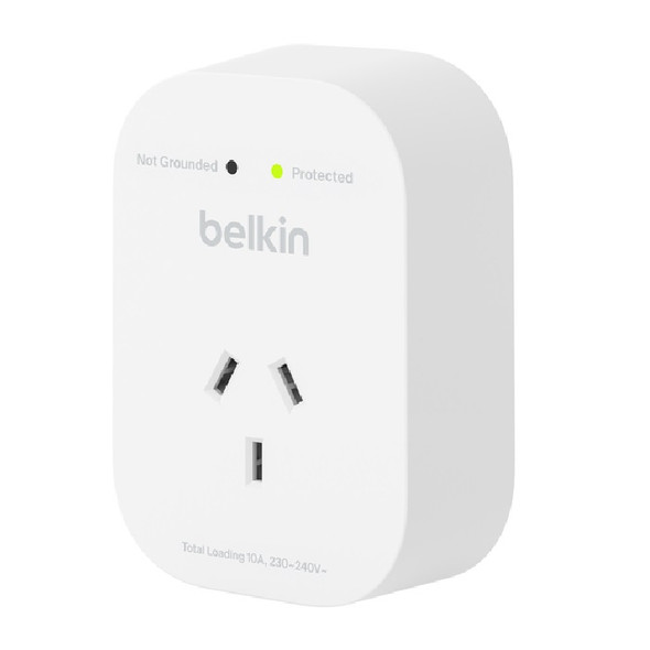 Belkin SurgePro 1-Outlet Surge Protection - White (SRA010AU), 1800 Joules Protection, RCM Safety Certified, CEW $30,000, 2 Years Warranty