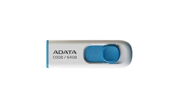 8GB ADATA C008 USB2.0 FLASH DRIVE WHITE/BLUE