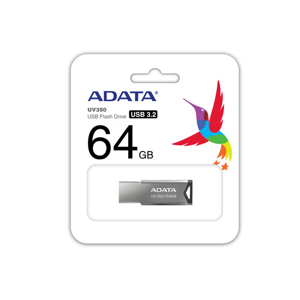 64GB ADATA UV350 USB3.2 (GEN1) FLASH DRIVE BLACK